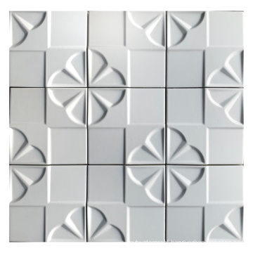 4X4 Square 3D Effect White Decorative Cement Color Mosaic Tiles for Floor